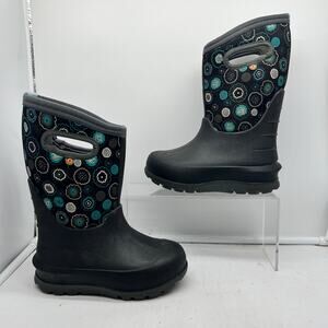 Bogs Boots Kids Youth 11 Neo Classic B Eye Dots Winter Snow Black Teal
